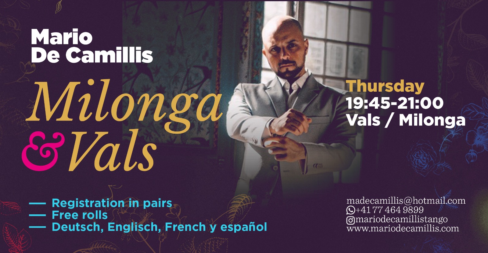 Donnerstag 20 UHR VALS- und MILONGA. Mittelstufe 2