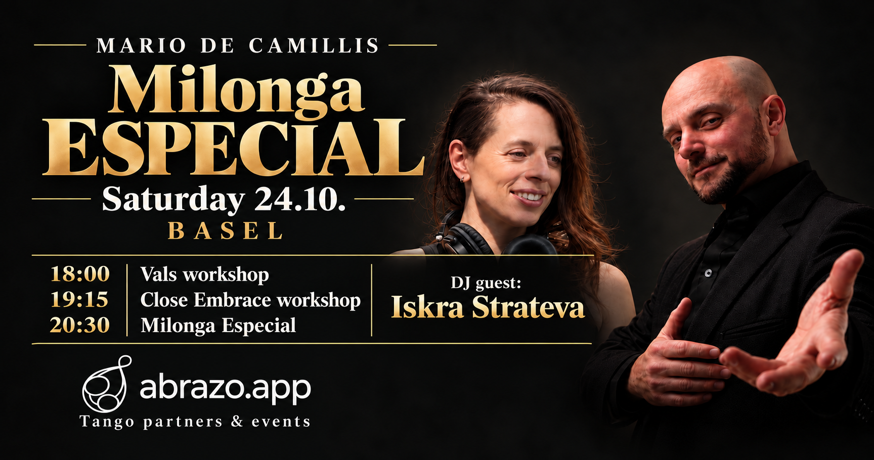 Milonga ESPECIAL. Saturday 24.10. BASEL. DJ guest: Iskra Strateva + 2 workshops