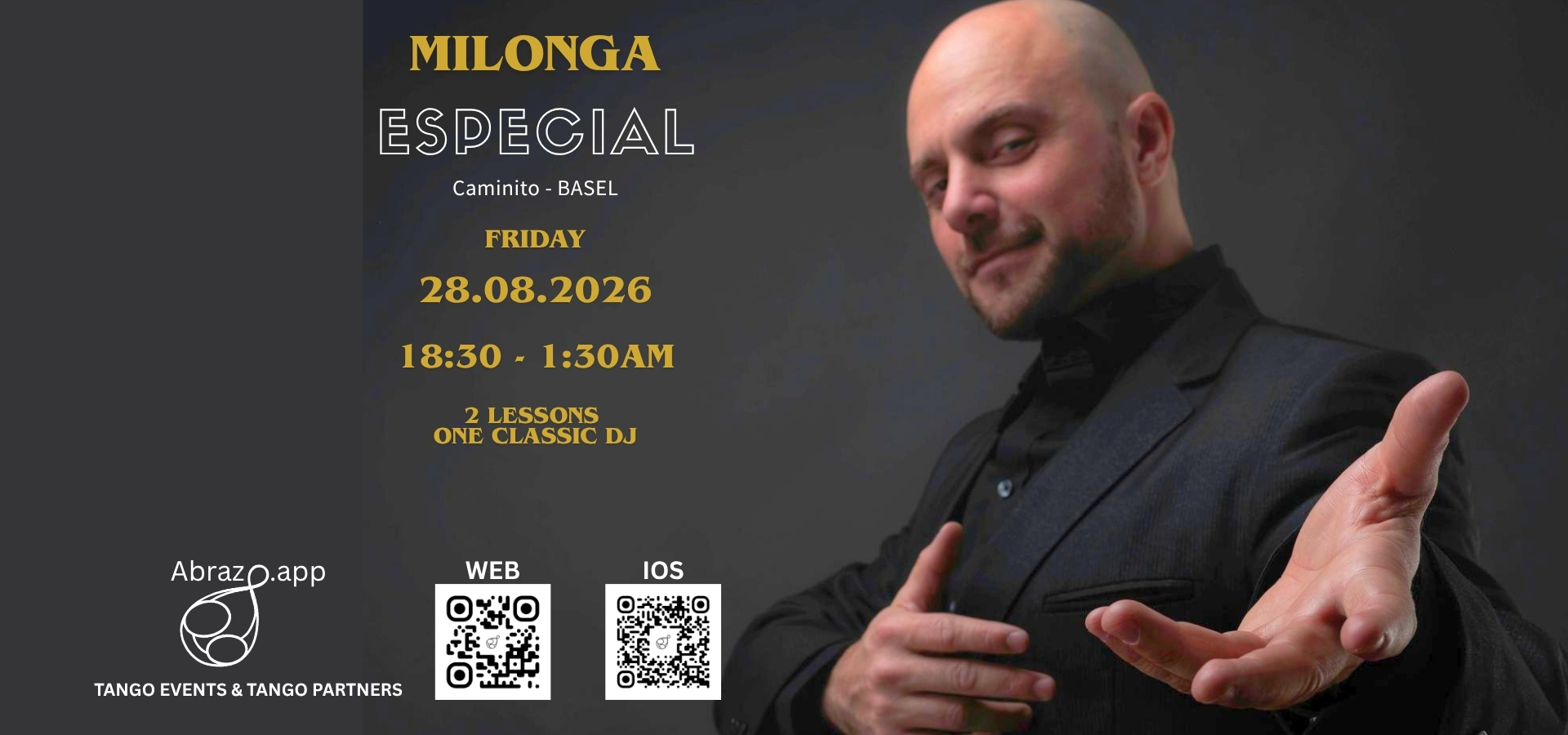 Freitag 28 August. Milonga “ESPECIAL”: Social dance + 2 lessons